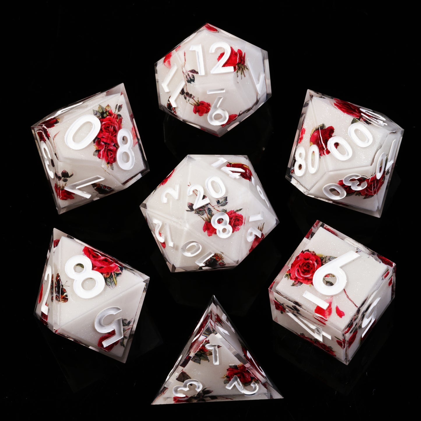 Red Rose DnD Dice Set