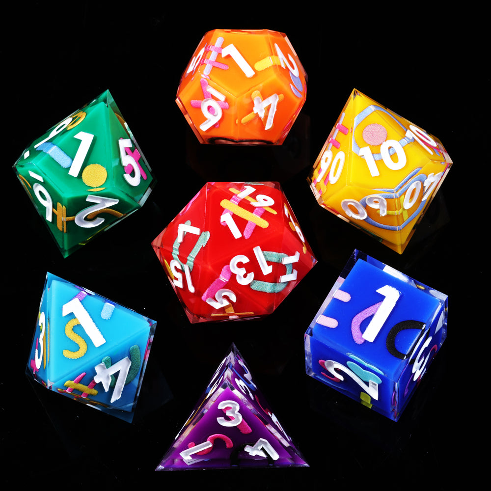 Iconic Rainbow DnD Dice Set