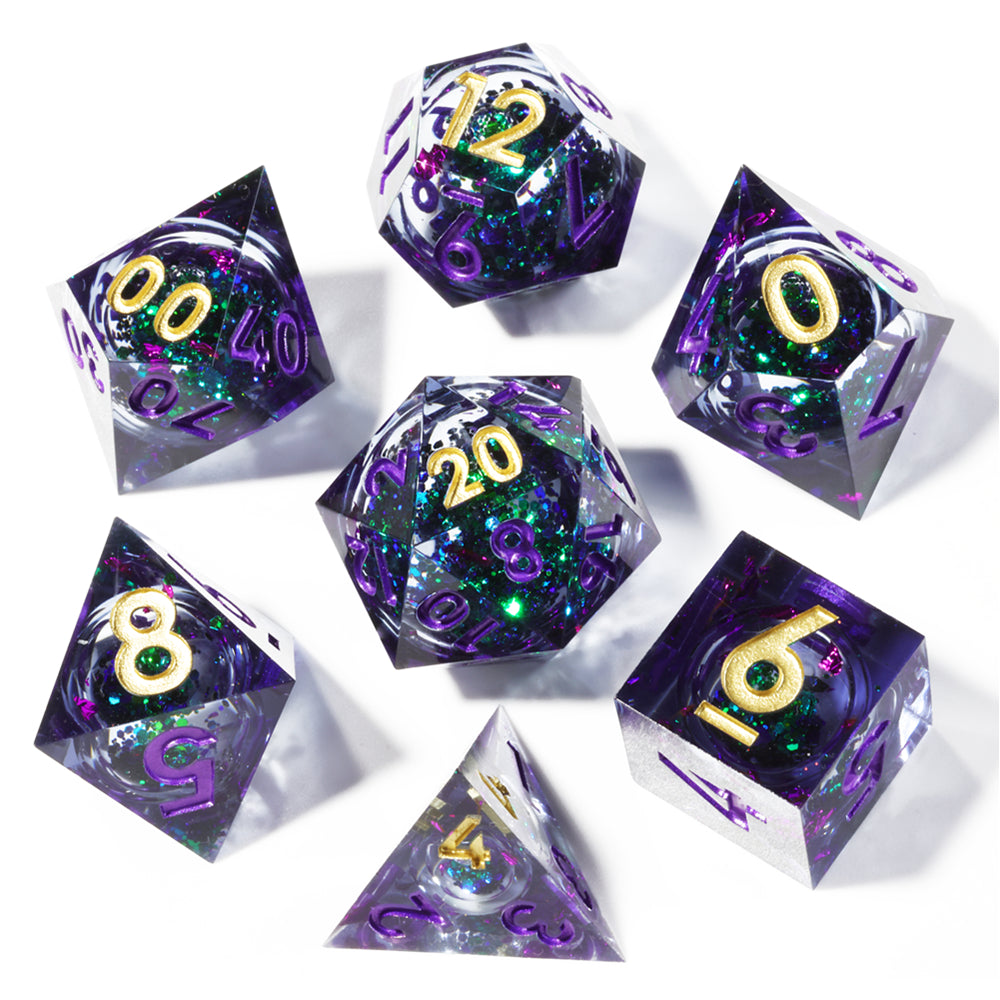 Liquid Core Amethyst DnD Dice Set