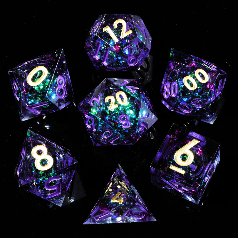 Liquid Core Amethyst DnD Dice Set