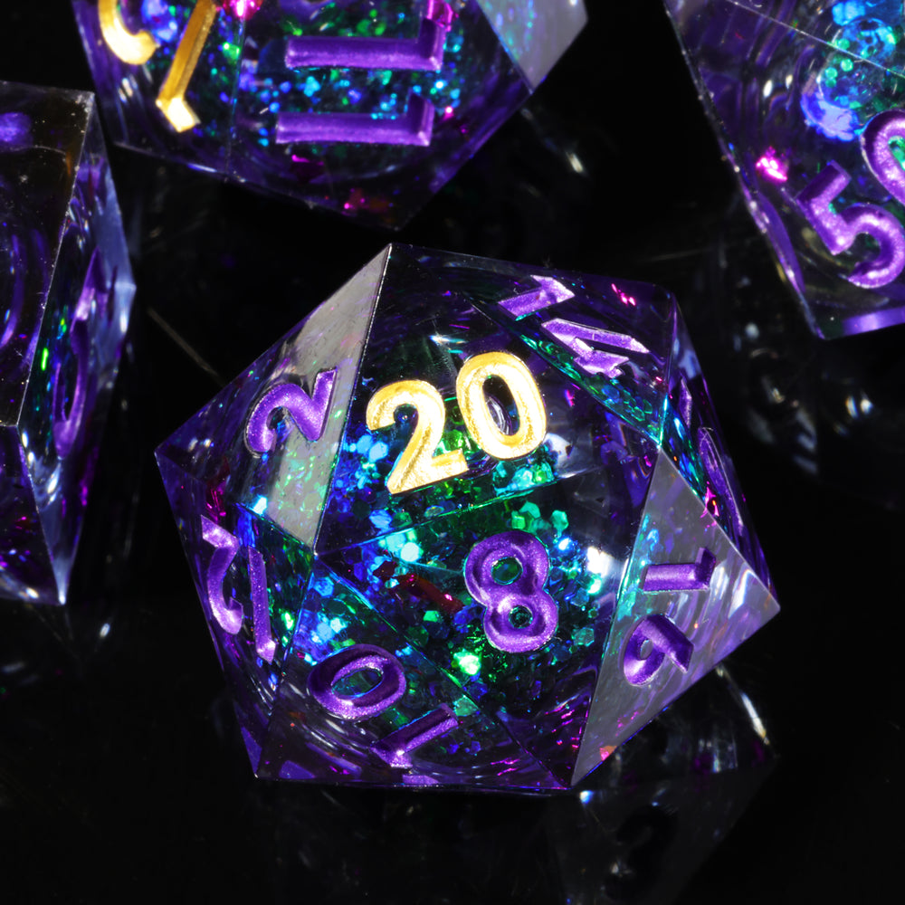 Liquid Core Amethyst DnD Dice Set