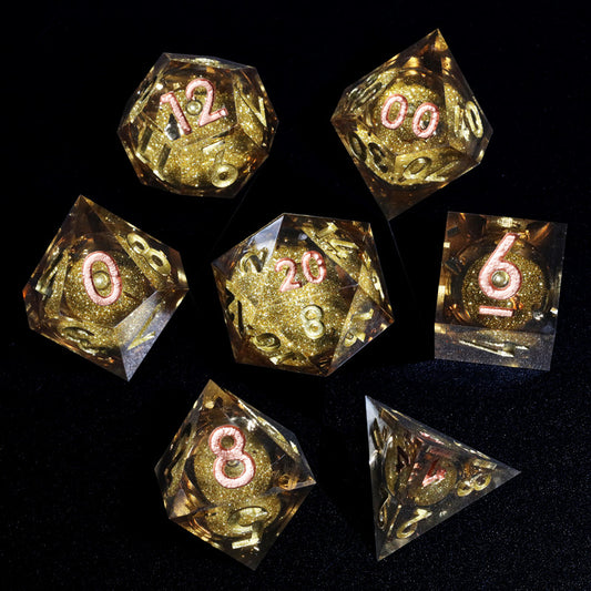 Golden Sand Liquid Core DnD Dice Set