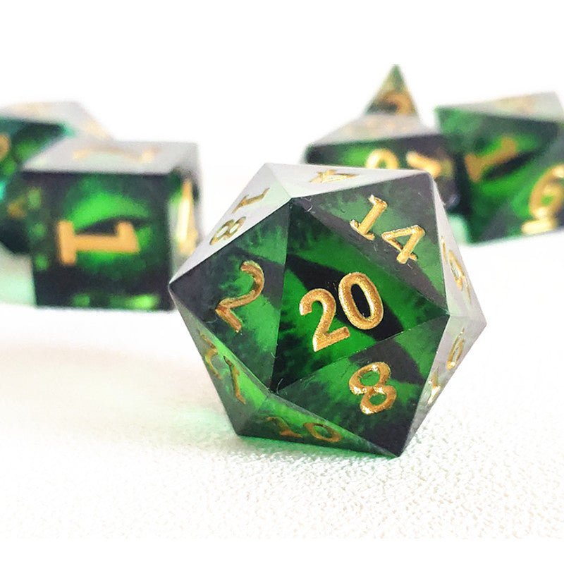 Green Dragon Eye DnD Dice Set