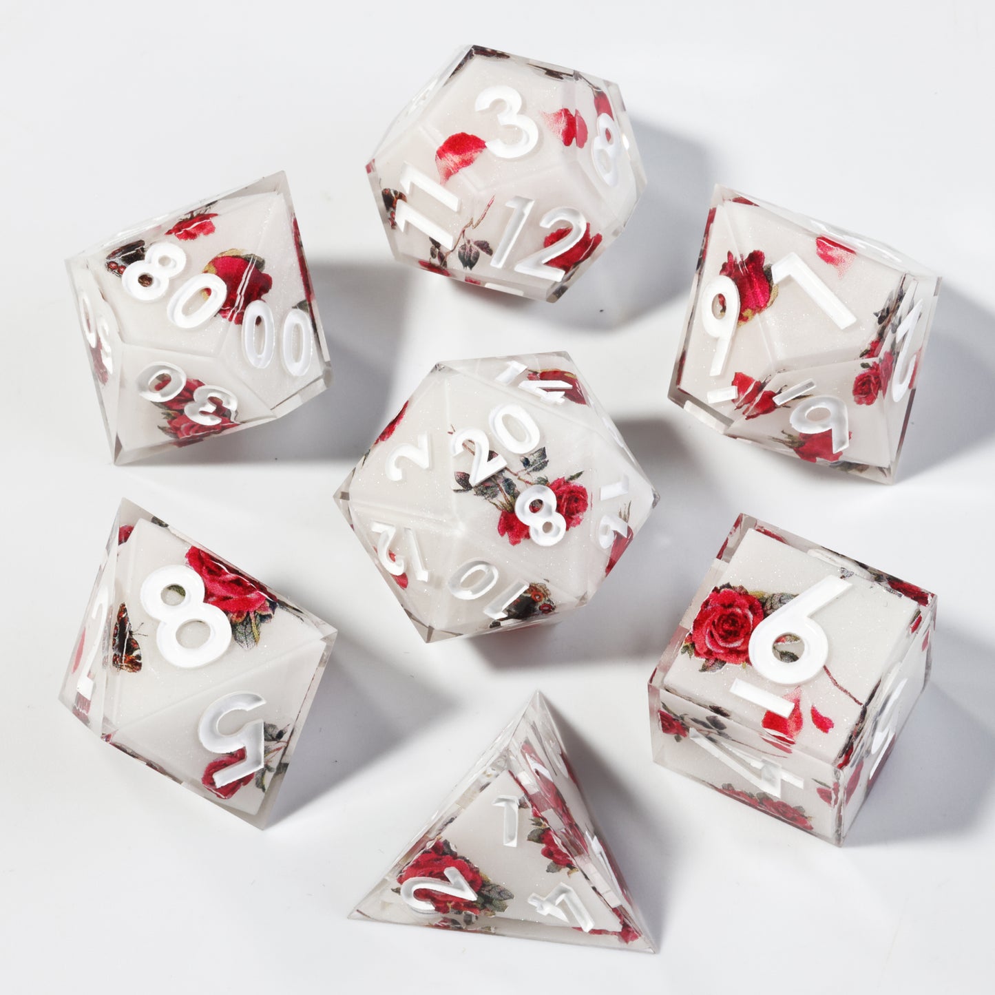 Red Rose DnD Dice Set