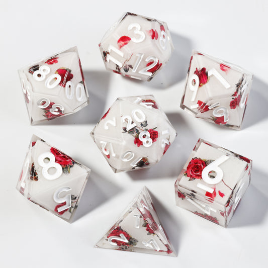 Red Rose DnD Dice Set