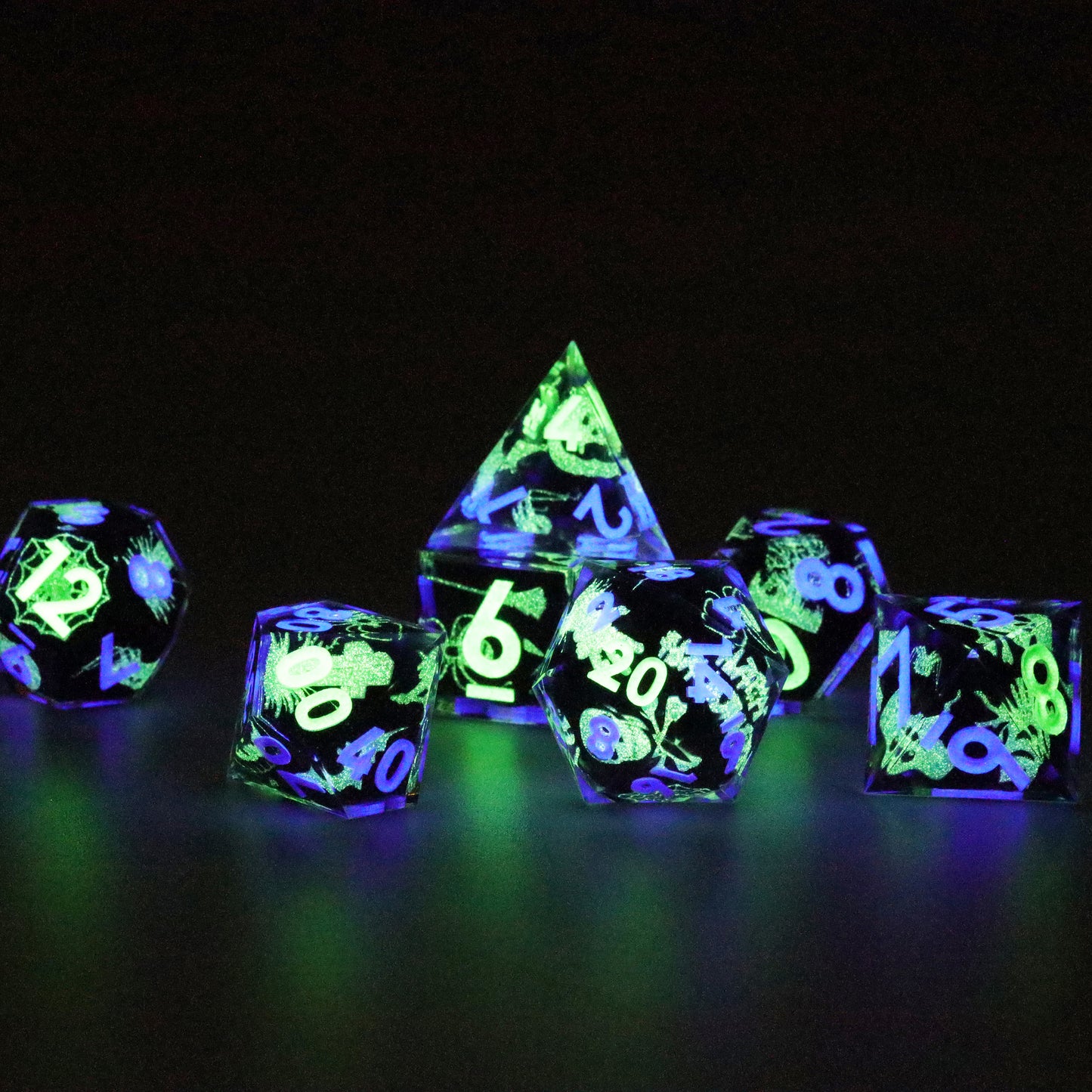 Glow in the Dark Black Halloween DnD Dice Set