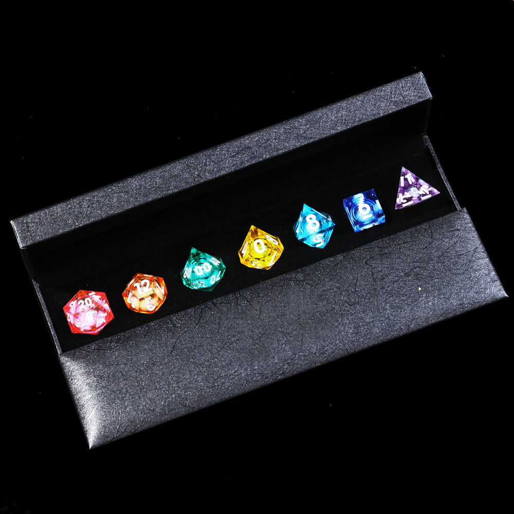 Liquid Core Rainbow DnD Dice Set